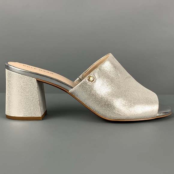 COLE HAAN Shoes - COLE HAAN Silver Leather Peep Toe Sandals